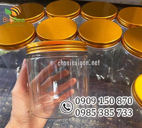 Hũ nhựa PET nắp nhôm vàng 600ml giá sỉ rẻ