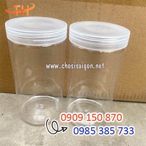 Hũ nhựa pet 1000ml nắp trắng trong giá sỉ rẻ