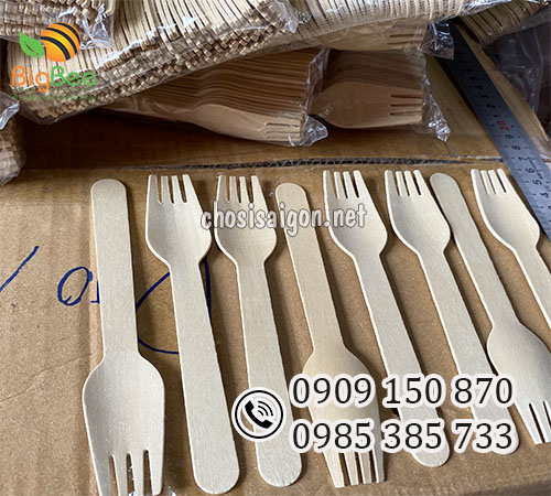 Nĩa gỗ dùng 1 lần dài 16cm giá sỉ rẻ cho cửa hàng, đại lý