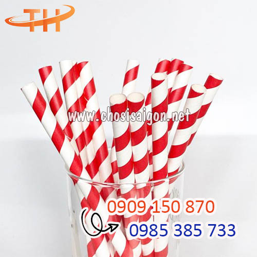 Ống hút giấy sọc đỏ phi 12 giá rẻ nhất
