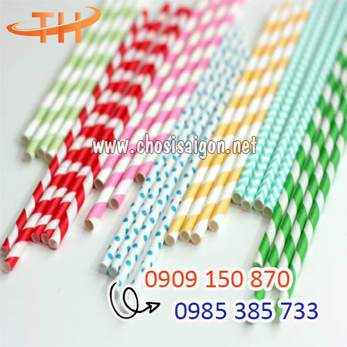 Ống hút giấy sọc màu phi 6 giá sỉ rẻ tại Bình Chánh, TP.HCM