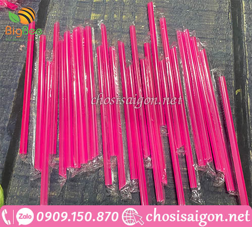 Ống hút nhựa màu hồng phi 8 sỉ rẻ tại nhà sản xuất