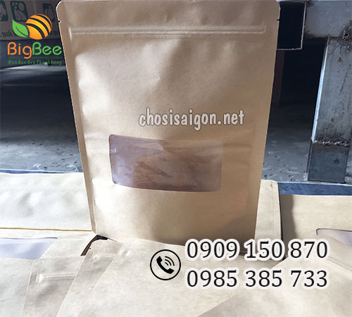 Túi zipper giấy kraft có cửa sổ giá sỉ rẻ nhất