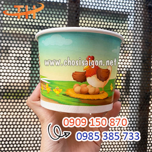 Tô giấy đựng kem, sữa chua in hình sẵn sỉ rẻ