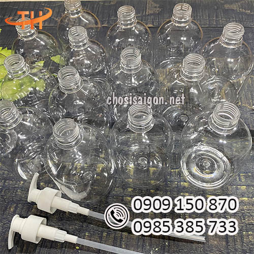 Giá siêu tốt tại xưởng chai nhựa vòi nhấn tròn lùn 500ml