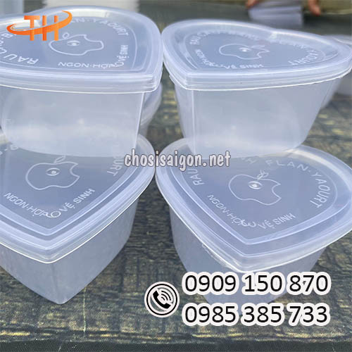 Hộp nhựa làm bánh flan hình trái tim chịu nhiệt tốt giá tại xưởng