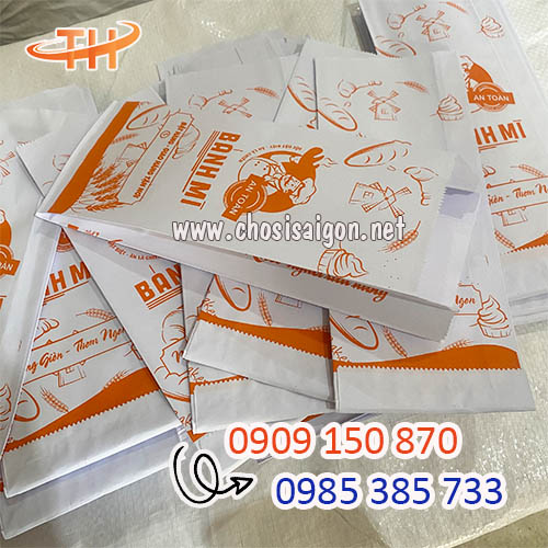 Túi giấy đựng bánh mì in hình sẵn tiện lợi giá tại xưởng
