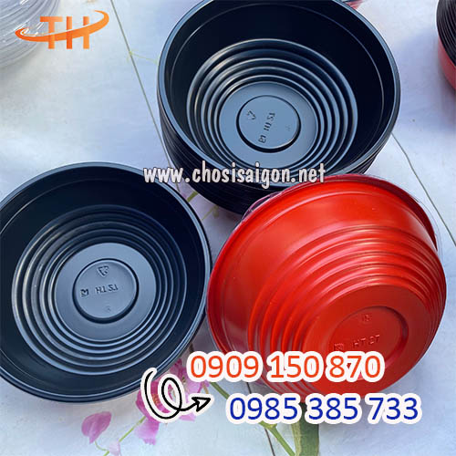 Thố nhựa đỏ đen HT27 chịu nhiệt tốt chất lượng sỉ rẻ