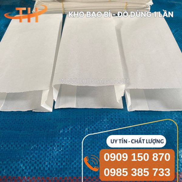 Túi giấy đựng bánh mì trắng trơn giá tốt