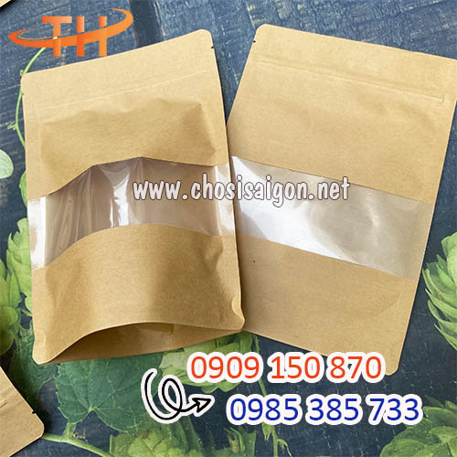 Túi zipper giấy kraft có cửa sổ giá ưu đãi