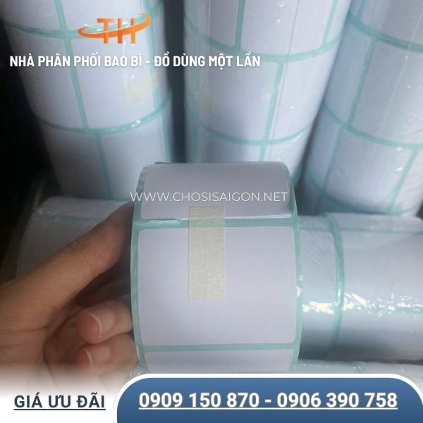Giấy decal nhiệt 1 tem đế xanh 50 x 40 x 30m
