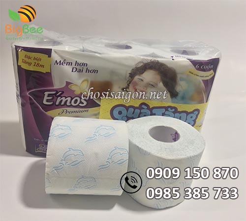 giấy vệ sinh 2 lớp E’mos Premium tím giá sỉ tại TP.HCM