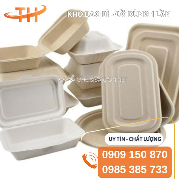 Hộp bã mía 1 ngăn đựng thức ăn giá rẻ giao nhanh