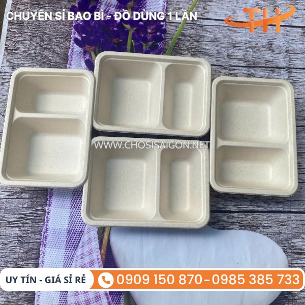 Hộp bã mía 2 ngăn đựng cơm