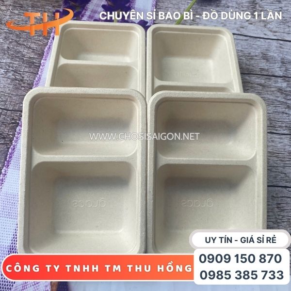 Hộp (khay) bã mía 2 ngăn