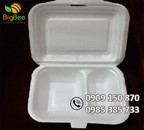Hộp xốp 2 ngăn đựng cơm sỉ rẻ