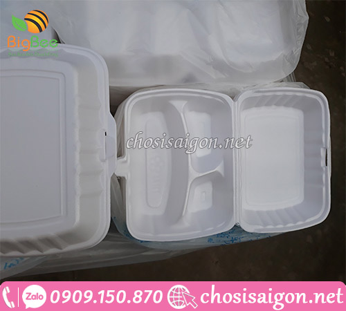 Hộp xốp 3 ngăn đựng cơm giá sỉ rẻ