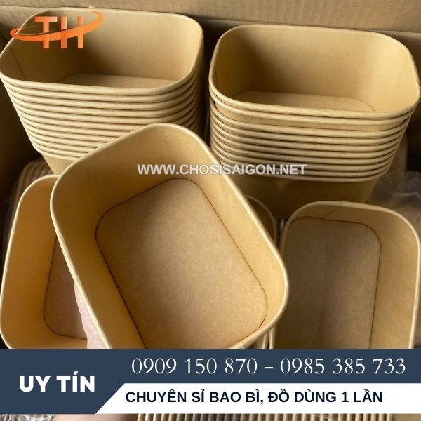 Hộp giấy bento chữ nhật 750ml sỉ rẻ tại Bình Chánh, HCM