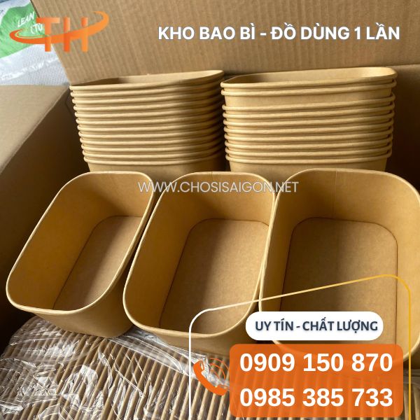 Hộp giấy bento chữ nhật đựng bánh bông lan, cơm giá sỉ rẻ