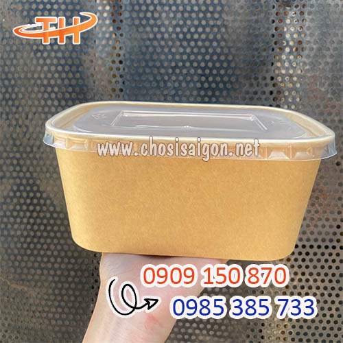 Hộp giấy Kraft Bento 750ml giá rẻ đựng thức ăn