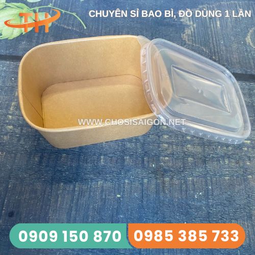 Hộp giấy kraft bento có nắp đậy chắc chắn
