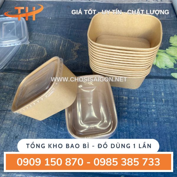 Hộp giấy bento có nắp đậy kín, chắc chắn