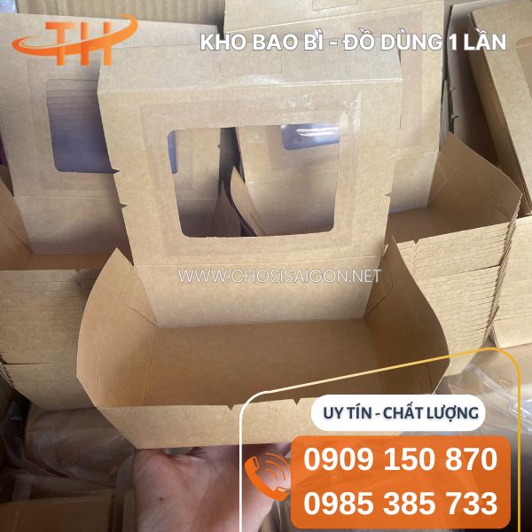 Hộp giấy cửa sổ đựng gà rán, khoai tây chiên, thức ăn nhanh giá sỉ