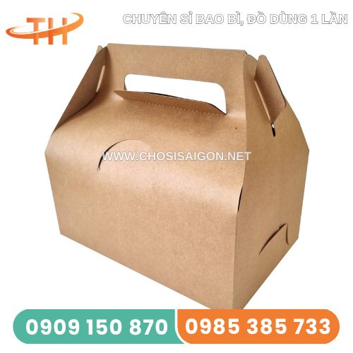 Hộp giấy kraft có quai xách chất liệu an toàn