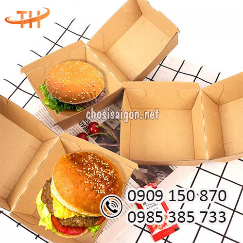 Hộp giấy đựng bánh hamburger có nắp gài giá sỉ rẻ