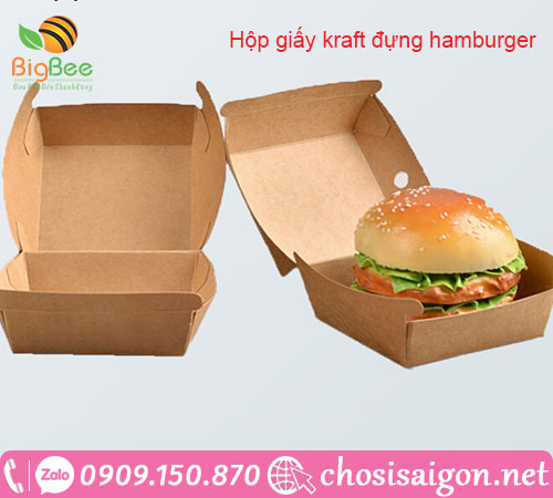 Chuyên sỉ hộp giấy kraft đựng bánh hamburger giá rẻ
