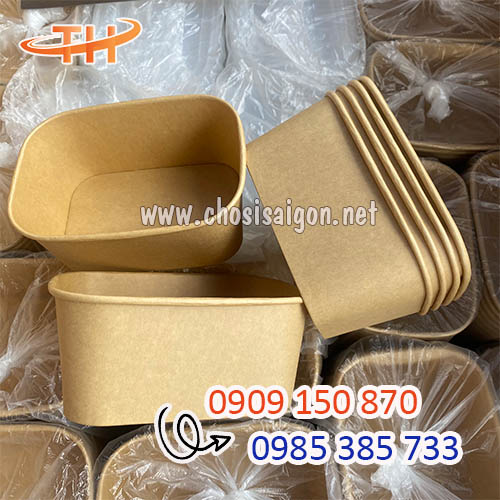 Hộp giấy Kraft Bento 750ml có nắp đậy sỉ rẻ nhất