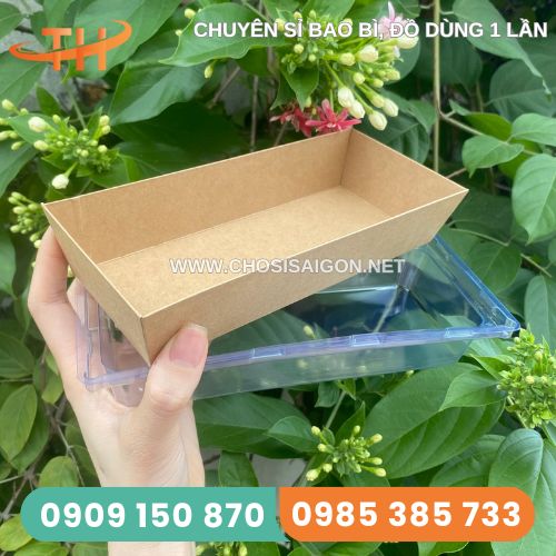 Hộp giấy karft nắp nhựa pet đựng bánh ngọt