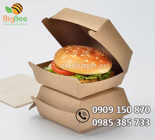 Hộp giấy kraft đựng bánh hamburger giá rẻ tại TP.HCM