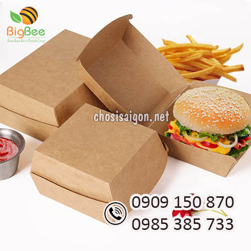 Hộp giấy kraft cao cấp đựng bánh hamburger giá rẻ nhất