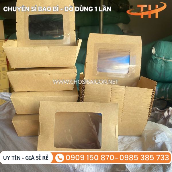 Hộp giấy kraft nắp cửa sổ đẹp, cao cấp, chất lượng