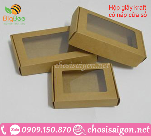 Hộp giấy kraft có nắp cửa sổ đủ các loại giá rẻ
