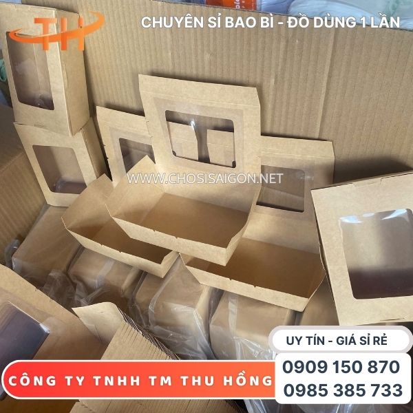 Hộp giấy kraft nắp cửa sổ cao cấp, thân thiện môi trường giá rẻ