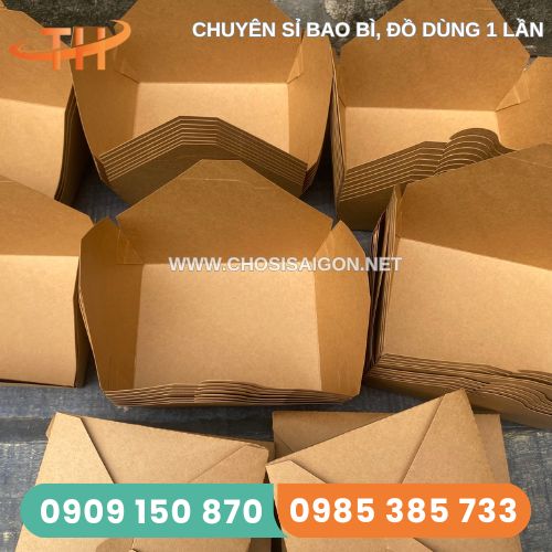 Hộp giấy kraft nắp gài chống thấm dầu tốt