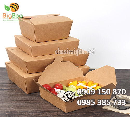 Hộp giấy kraft nắp gài đựng cơm, gà rán giá sỉ tại TP.HCM
