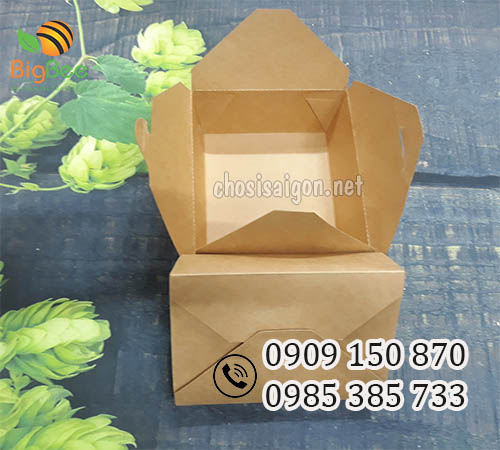 Hộp giấy kraft nắp gài đựng cơm, gà rán giá sỉ rẻ nhất