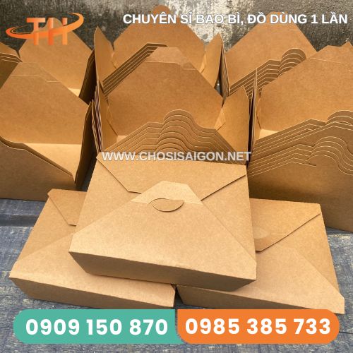 Hộp giấy kraft nắp gài đựng cơm mang đi