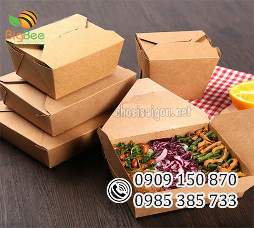 Hộp giấy kraft nắp gài đựng thức ăn mang đi giá rẻ tại HCM
