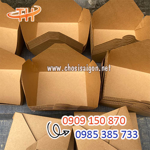Hộp giấy kraft nắp gài đựng thức ăn giá sỉ rẻ an toàn