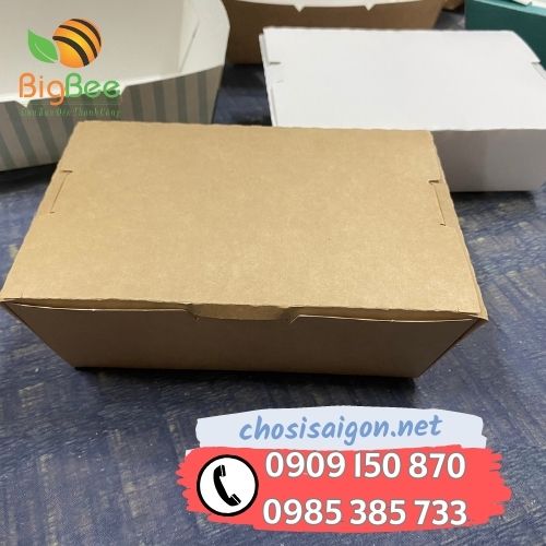 Sỉ rẻ nhất hộp giấy nắp gập kraft nâu đựng gà rán
