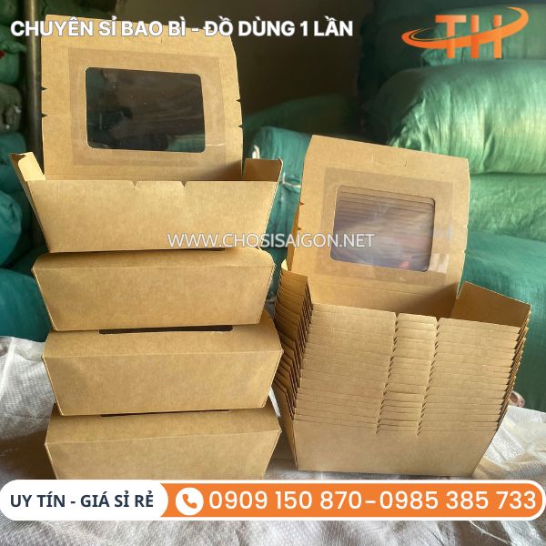 Hộp giấy kraft nắp cửa sổ chống thấm, chịu nhiệt tốt