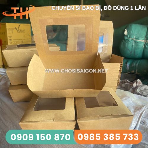 Hộp giấy kraft nắp cửa sổ gọn nhẹ, tiện lợi