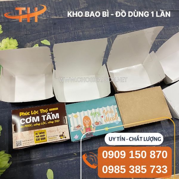 Hộp giấy nắp gập đựng mỳ, salad, gà rán giá sỉ rẻ