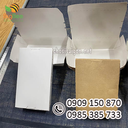 Bán giá sỉ rẻ hộp giấy nắp gập kraft nâu, trắng trơn