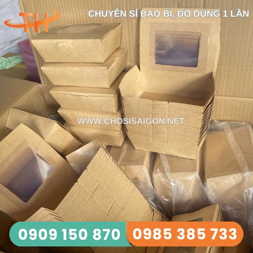 Hộp giấy kraft nắp cửa sổ đựng thức ăn nhanh