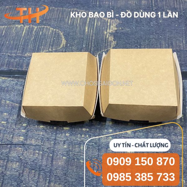 Hộp giấy vuông nhỏ đựng bánh hamburger giá sỉ rẻ